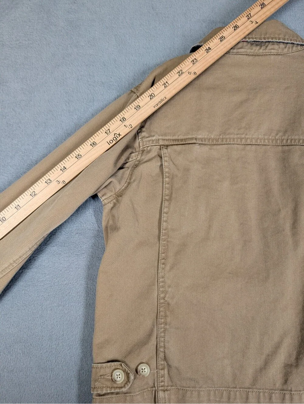 Polo Ralph Lauren Boys Youth S 10 Khaki Canvas Plaid Lined Jacket Coat Full Zip